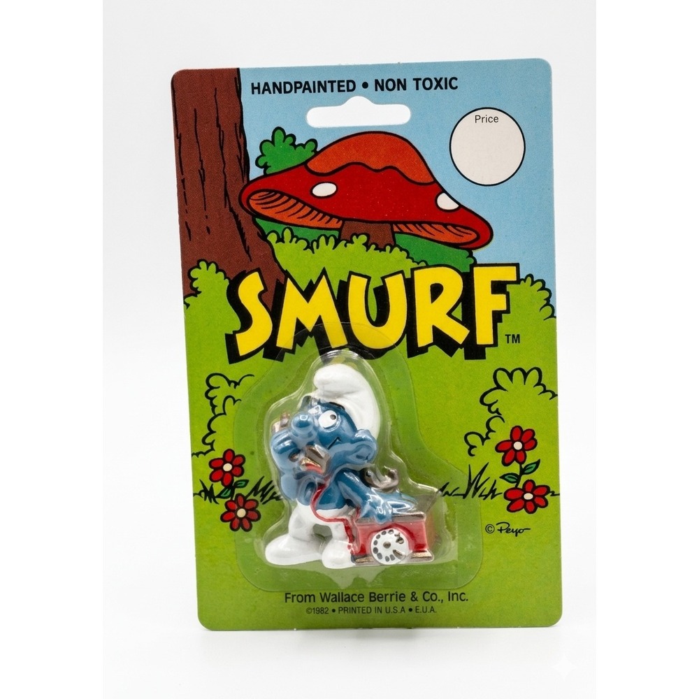 Vintage 1982 Smurf with Telephone PVC Figurine‎ Wallace Berrie Schleich New NIP